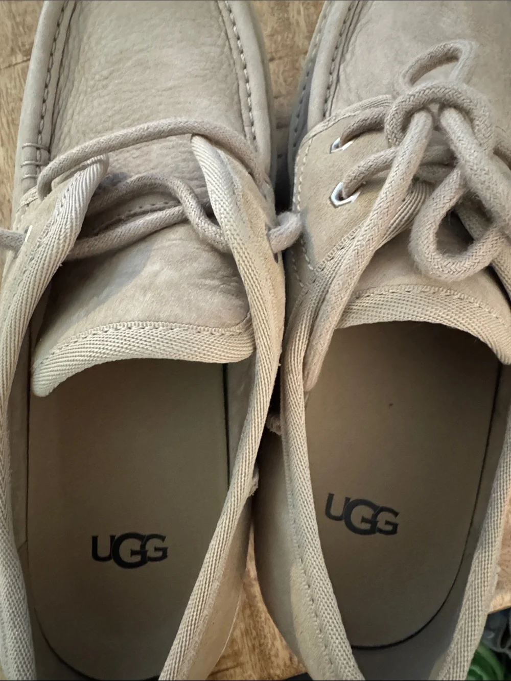 UGG CITYFUNC womens Suede Lace-Up platform Loafers in mustard seed beige sand